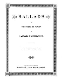 Partition de piano et partition de violoncelle, Ballade pour Violocel og Klavier