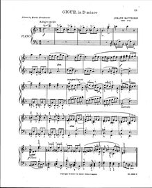 Partition No.1 en D minor, Vier Giguen, (see below), Mattheson, Johann