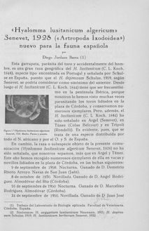 Hyalomma lusitanicum algericum Senevet, 1928 (Artropoda Ixodoidea) nuevo para la fauna española