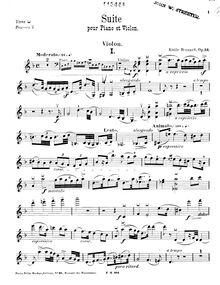 Partition de violon, violon , Op.34, Suite for Piano and Violin