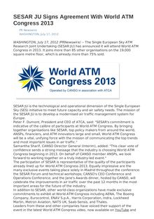 SESAR JU Signs Agreement With World ATM Congress 2013