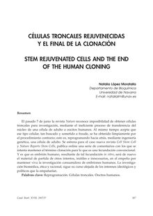 Células Troncales Rejuvenecidas y el Final de la Clonación (Stem Rejuvenated Cells and the End of the Human Cloning)