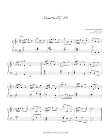Partition Sonata K.32, 100 clavier sonates, Keyboard, Scarlatti, Domenico