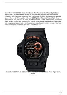 Full Casio Men8217s GDF1001B GShock Twin Sensor MultiFunctional Black Resin Digital Sport  Watch Watch Review