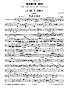 Partition violoncelle, Piano Trio No.1, Op.20, G minor, Diémer, Louis
