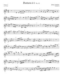 Partition ténor viole de gambe 2, octave aigu clef, fantaisies pour 4 violes de gambe et orgue par John Jenkins