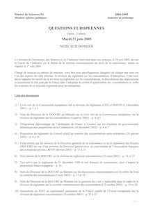 Questions européennes 2005 Master Affaires Publiques IEP Paris - Sciences Po Paris