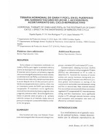 Terapia hormonal de GnRH y PGF2a en el puerperio del ganado vacuno de leche. I. Acción en el acortamiento del ciclo reproductivo