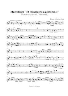 Partition flûte 1, violons I, Magnificat, D major, Bach, Johann Sebastian