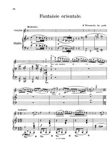 Partition violon et partition de piano, partition de violon, Fantaisie orientale