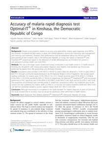 Accuracy of malaria rapid diagnosis test Optimal-IT® in Kinshasa, the Democratic Republic of Congo