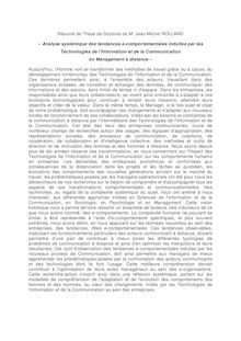 Résumé de Thèse de Doctorat de M. Jean-Michel ROLLAND « Analyse ...