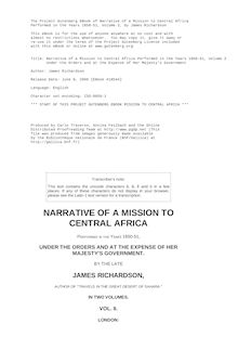 Narrative of a Mission to Central Africa Performed in the Years 1850-51, Volume 2 - Under the Orders and at the Expense of Her Majesty s Government