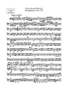 Partition violoncelles / Basses, Symphony No.94 en G major “Paukenschlag”