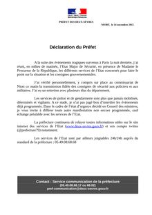 La déclaration du préfet des Deux-Sèvres