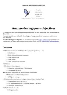 L'Analyse des Logiques Subjectives (A.L.S.)