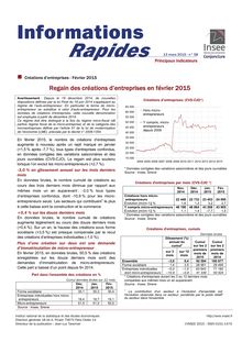 France : regain des créations d entreprises en février 2015