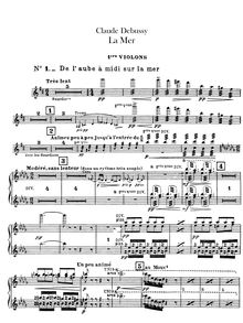 Partition violons I, La Mer, trois esquisses symphoniques, The Sea