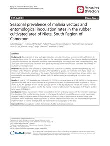 Seasonal prevalence of malaria vectors and entomological inoculation rates in the rubber cultivated area of Niete, South Region of Cameroon