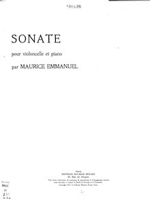Partition de piano, violoncelle Sonata, Emmanuel, Maurice