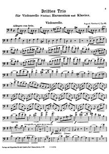 Partition de violoncelle, Trio No.3 pour violoncelle (violon), Harmonium et Piano, Op.46