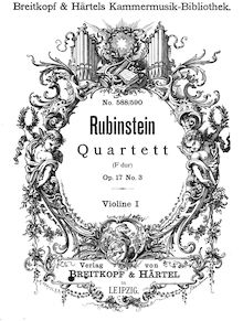 Partition violon 1, corde quatuor, Op.17 No.3, Rubinstein, Anton