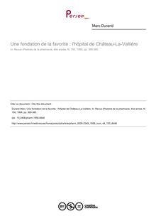 Une fondation de la favorite : l hôpital de Château-La-Vallière - article ; n°150 ; vol.44, pg 369-380