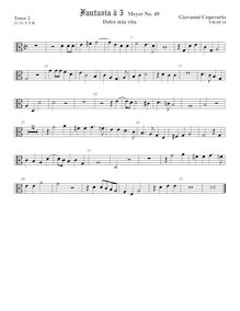Partition ténor viole de gambe 2, alto clef, Fantasia pour 5 violes de gambe, RC 37