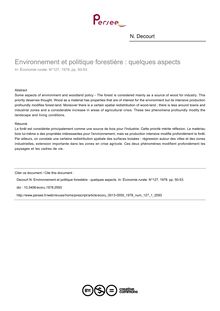 Environnement et politique forestière : quelques aspects - article ; n°1 ; vol.127, pg 50-53