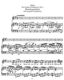 Partition , Rheinlegendchen (German), Des Knaben Wunderhorn, Mahler, Gustav