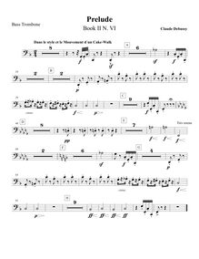 Partition basse Trombone (3), préludes (Deuxième livre), Debussy, Claude
