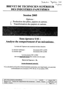 Btsinduspa analyse du comportement d un mecanisme 2005