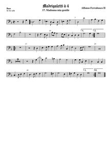 Partition viole de basse, basse clef, Madrigaletti, Ferrabosco Jr., Alfonso