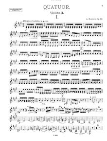 Partition violon 2, corde quatuor No.3, Op.32, A major, Kopylov, Aleksandr