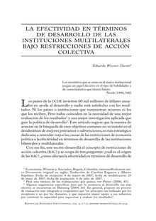 La efectividad en términos de desarrollo de las instituciones multilaterales bajo restricciones de acción colectiva (The Developmental Effectiveness of Multilateral Institutions under Collective Action Restrictions)