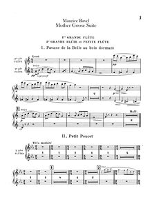 Partition flûte 1/2 (2 doubles Piccolo), Ma Mère l Oye (cinq pièces enfantines)
