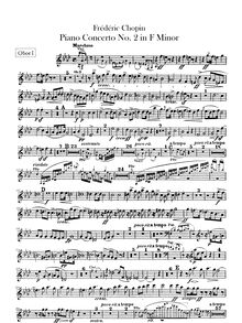 Partition hautbois 1, 2, Piano Concerto No.2, F minor, Chopin, Frédéric