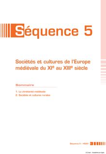 Sociétés et cultures de l Europe médiévale du - Séquence 5