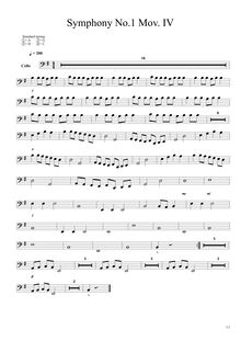 Partition violoncelles Mov. IV, Symphony No.1 en E minor, E minor
