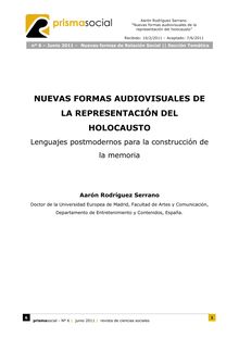 4. NUEVAS FORMAS AUDIOVISUALES DE LA REPRESENTACIÓN DEL HOLOCAUSTO