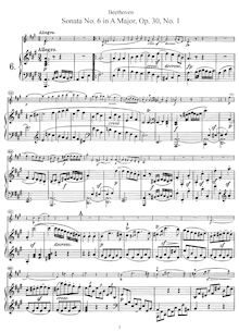 Partition de piano, violon Sonata No.6, Spring, A major