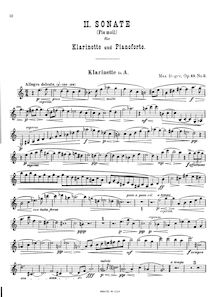 Partition clarinette , partie (en A), 2 sonates pour clarinette (ou viole de gambe), Op.49