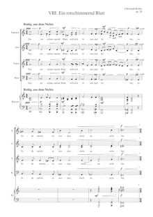 Partition Ein rotschimmernd Blatt piano reduction, Liedzyklus für Bariton, Klavier, Chor und Streicher