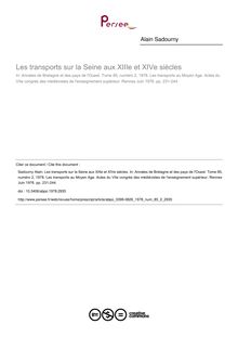 Les transports sur la Seine aux XIIIe et XIVe siècles - article ; n°2 ; vol.85, pg 231-244