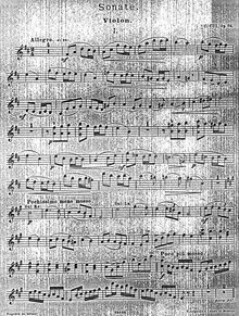 Partition de violon (all 3 mouvements), violon Sonata