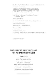 Complete Project Gutenberg Abraham Lincoln Writings