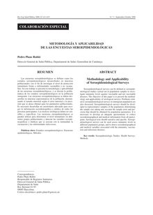 METODOLOGÍA Y APLICABILIDAD DE LAS ENCUESTAS SEROEPIDEMIOLÓGICAS (Methodology and Applicability of Seroepidemiological Surveys)