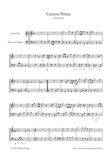 Partition complète, Canzon Prima Canto solo, Frescobaldi, Girolamo