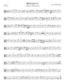 Partition ténor viole de gambe 1, alto clef, madrigaux pour 4 voix