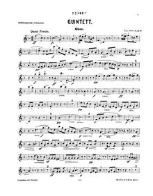 Partition hautbois, vent quintette, Op.9, Sobeck, Johann